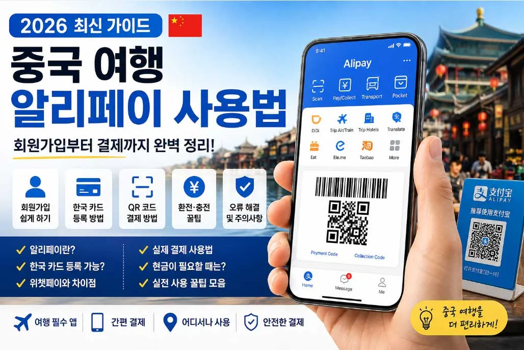 2026년 중국 여행 필수! 알리페이(Alipay) 카드 등록 및 실전 사용법 (디디추싱 포함)